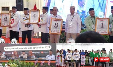 Gelar Pleno, KPU Kabupaten Gorontalo Tetapkan Nomor Urut Empat Paslon Bupati