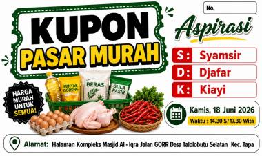 Syamsir Djafar Kiayi Bagikan Kupon Pasar Murah Bersubsidi untuk Warga Talulobutu Selatan